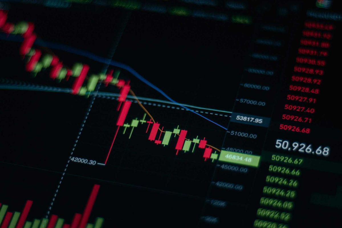 a graph showing a series of stocks that they have gone up and down along with a trend line