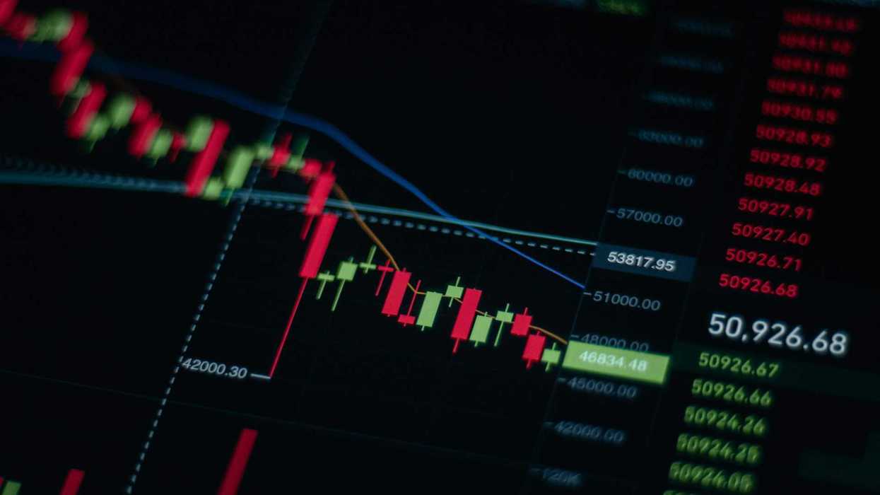 a graph showing a series of stocks that they have gone up and down along with a trend line