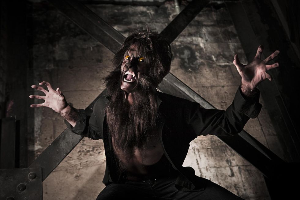 A man in a werewolf costume