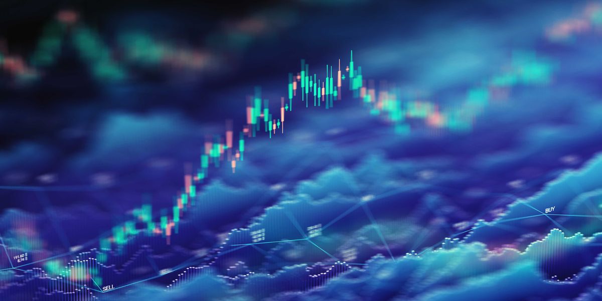An abstract illustration representing stock markets ebbing and flowing