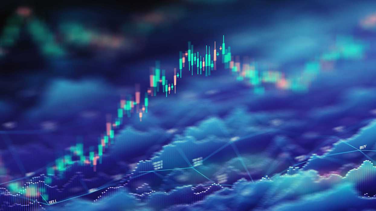 An abstract illustration representing stock markets ebbing and flowing