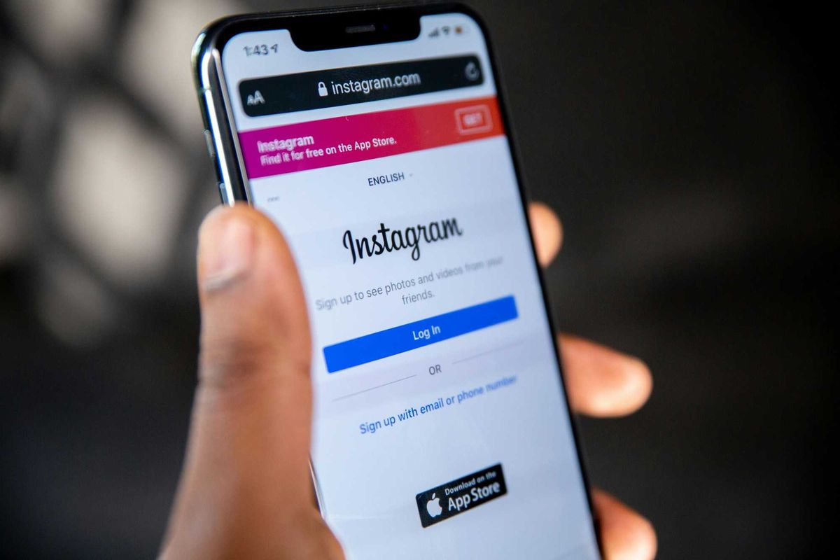 Instagram mobile page on a mobile Safari browser