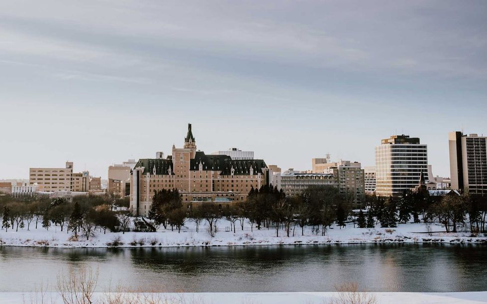 The Saskatoon skyline in winter