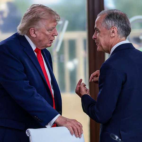 Trump and Carney speak at the G7 summit
